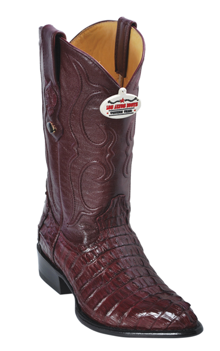 Los Altos Burgundy All-Over Genuine Crocodile Tail J-Toe Cowboy Boots 990106
